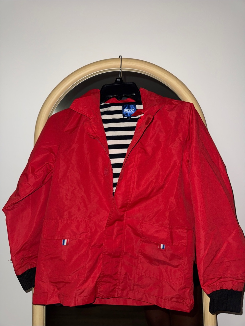 Red Hooded Windbreaker Jacket